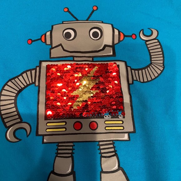 Kidgets Blue robot hoodie with changing sequine pattern size 24 Month kids - Picture 2 of 8